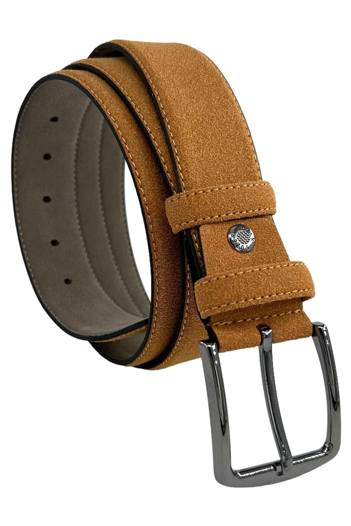 Taba Süet Suni Deri Dikişli 4 Cm.lik Klasik Kemer - 7400-811