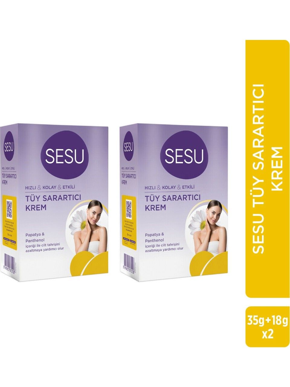 Sesu Tüy Sarartıcı Krem 35 Gr + 18 Gr x 2 Paket
