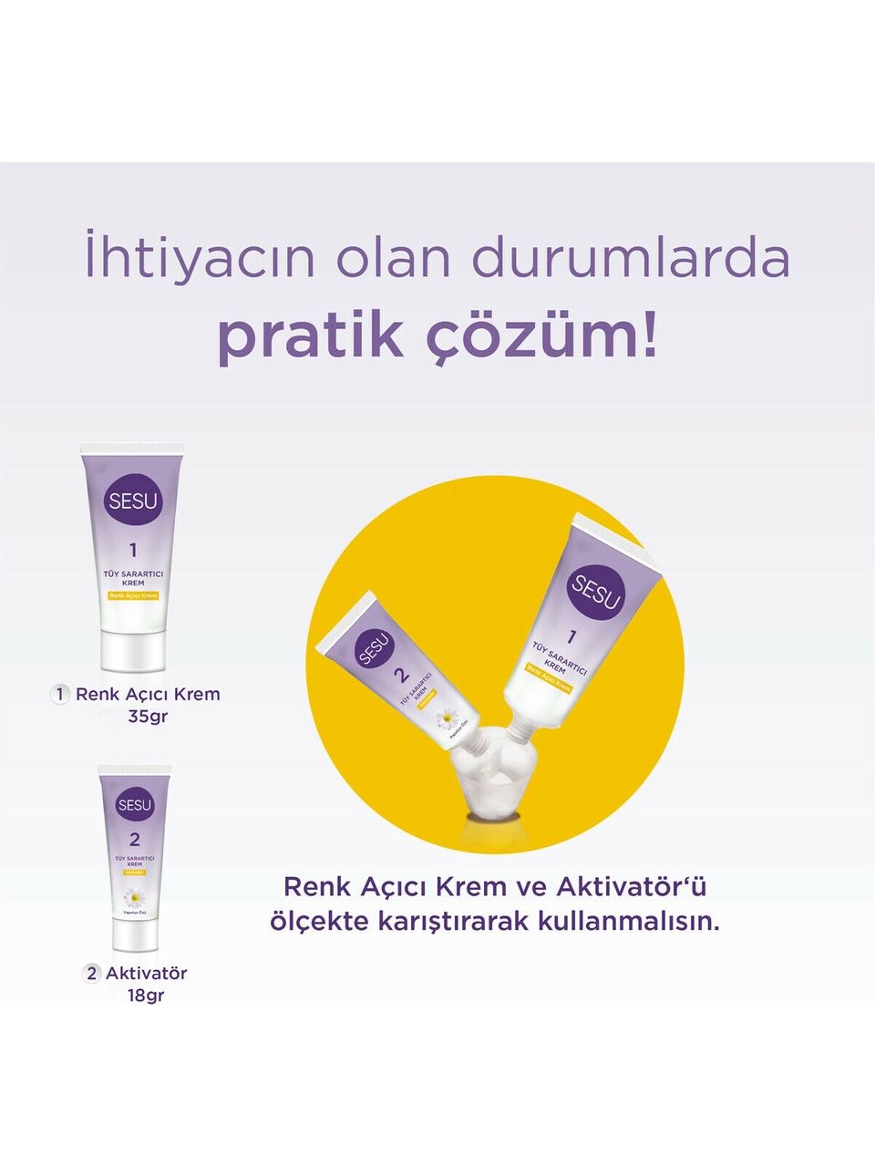Sesu Tüy Sarartıcı Krem 35 Gr + 18 Gr x 2 Paket