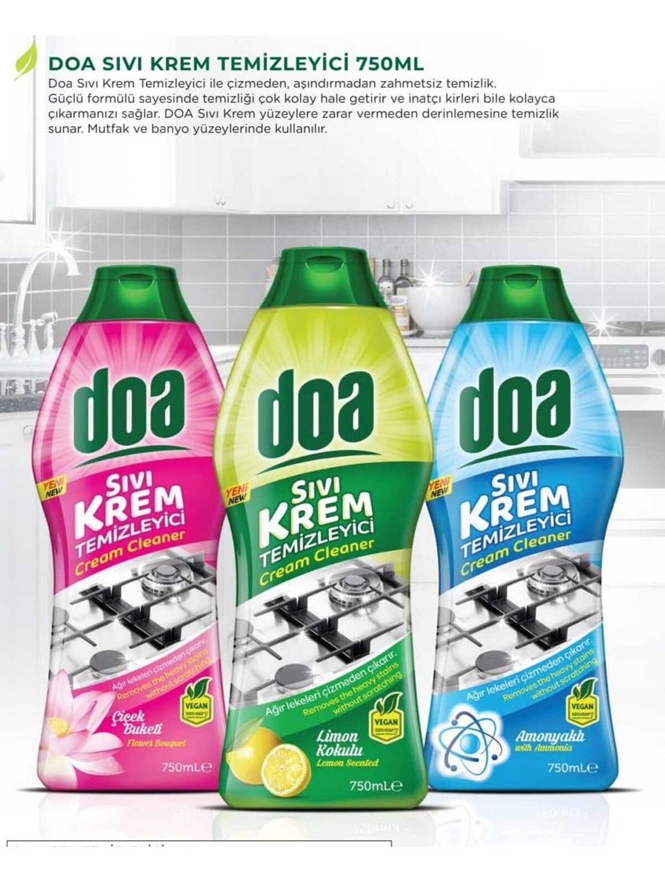 Doa Sıvı Krem Temizleyici 750 Ml x 3 Adet