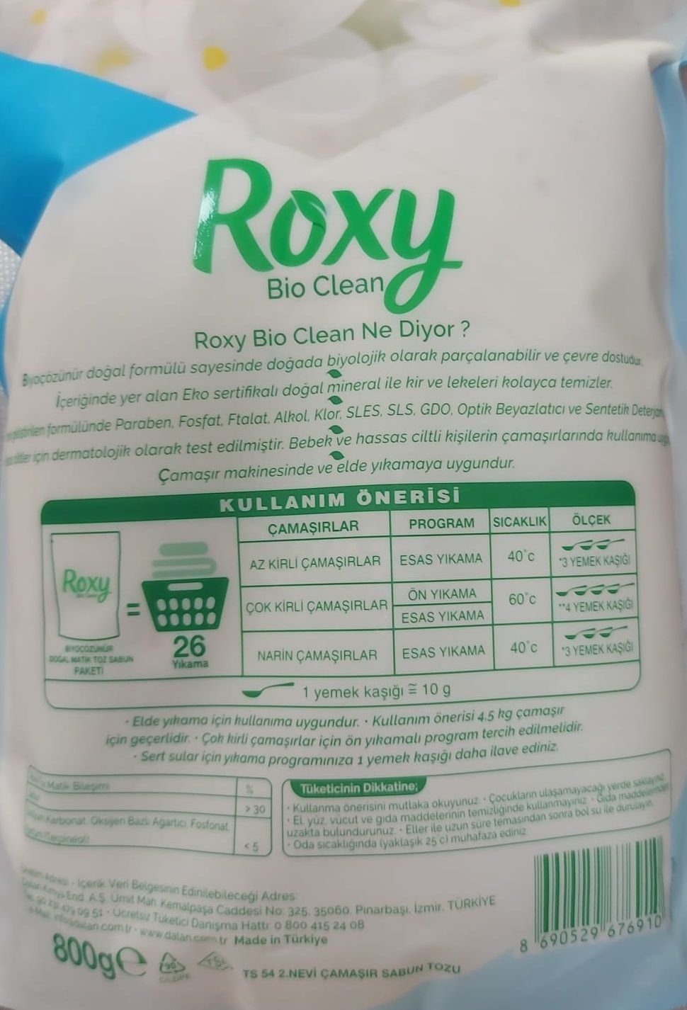 Dalan Roxy Bio Clean Doğal Matik Toz Sabun Bahar Çiçekleri 800 gr x 6 Adet