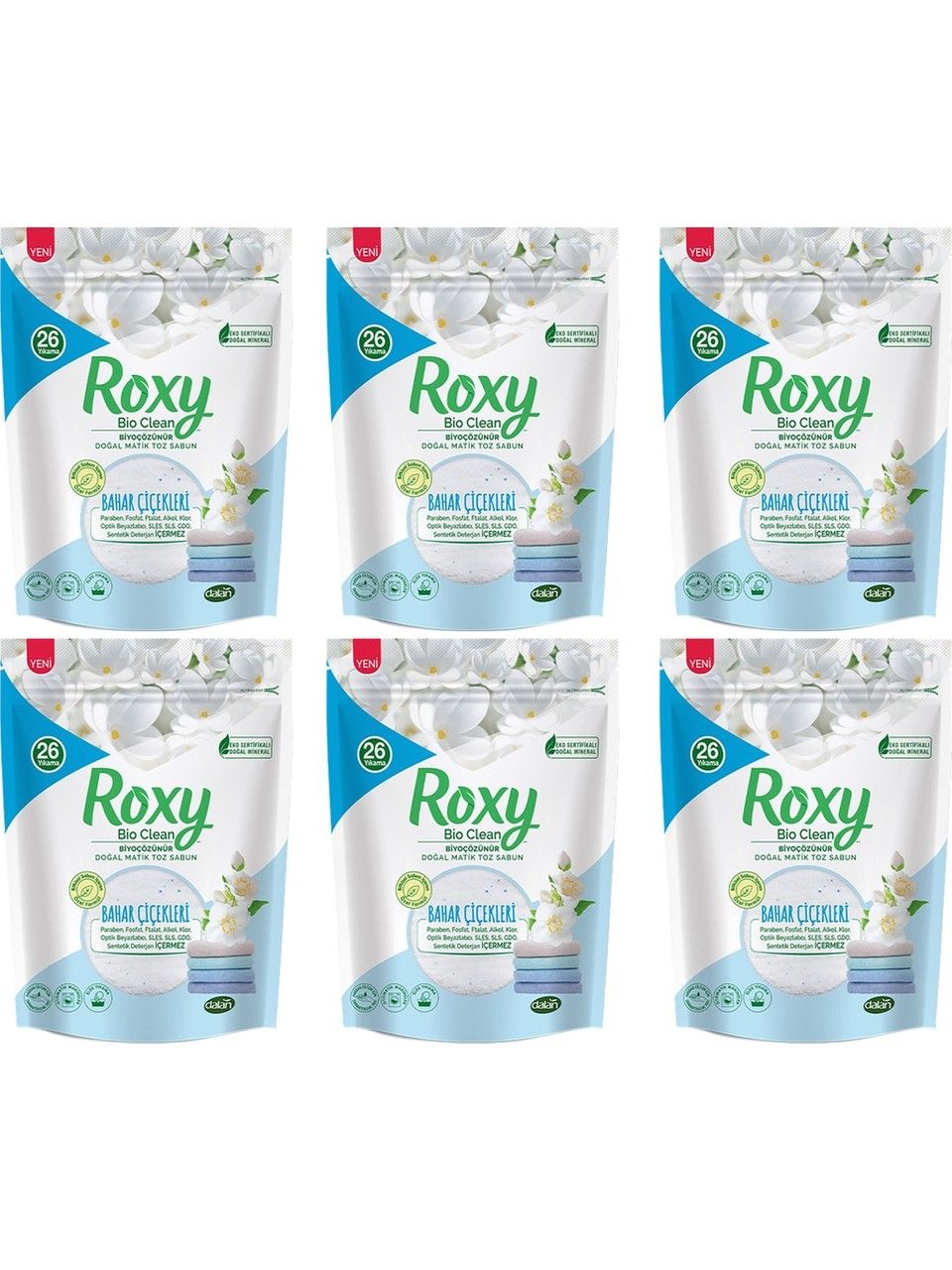 Dalan Roxy Bio Clean Doğal Matik Toz Sabun Bahar Çiçekleri 800 gr x 6 Adet