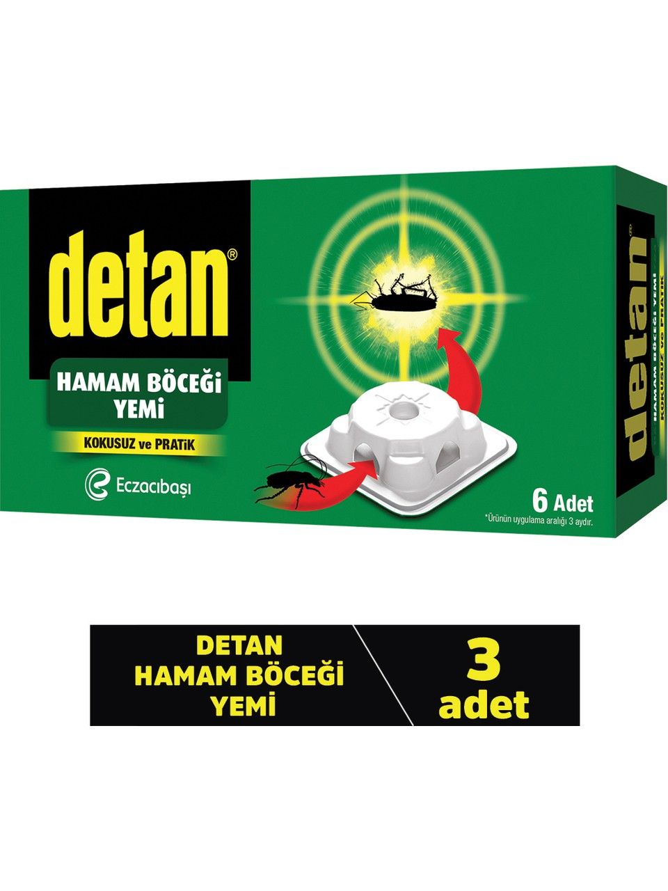 Detan Hamam Böcek Yemi Çifte Güç 6 Lı x 3 Paket