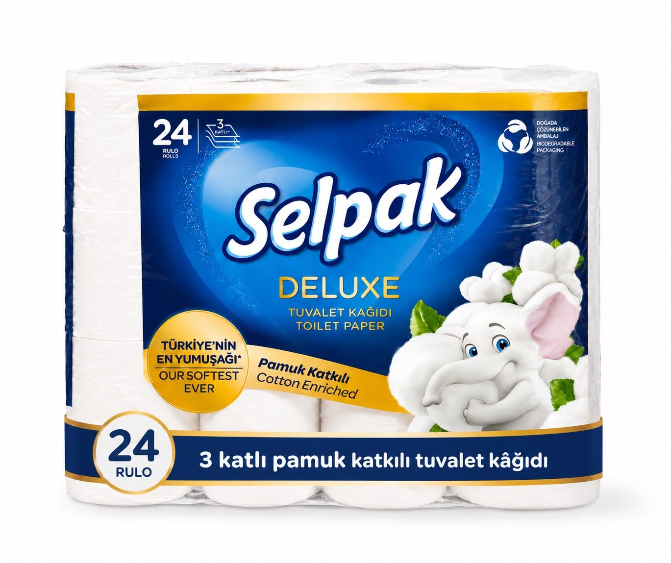 Selpak Deluxe Tuvalet Kağıdı Pamuk Katkılı 24 Lü
