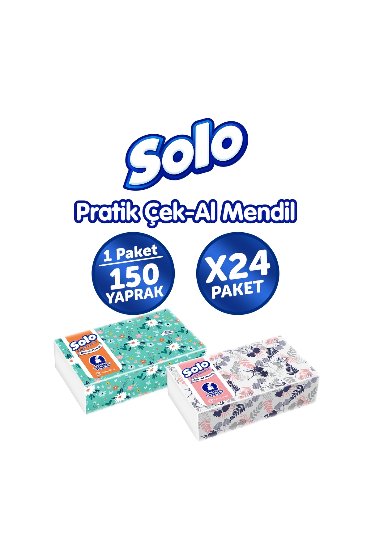 Solo Çek Al Mendil Desenli 150 Li x 24 Paket