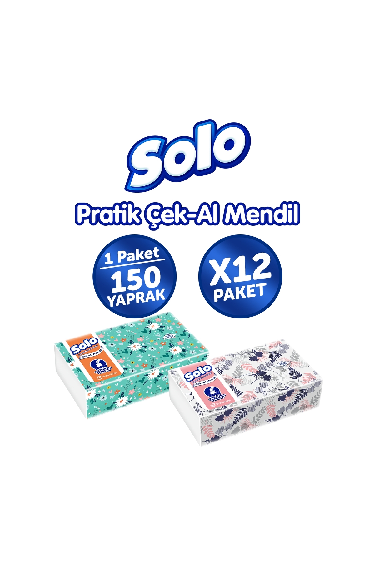 Solo Çek Al Mendil Desenli 150 Li x 12 Paket