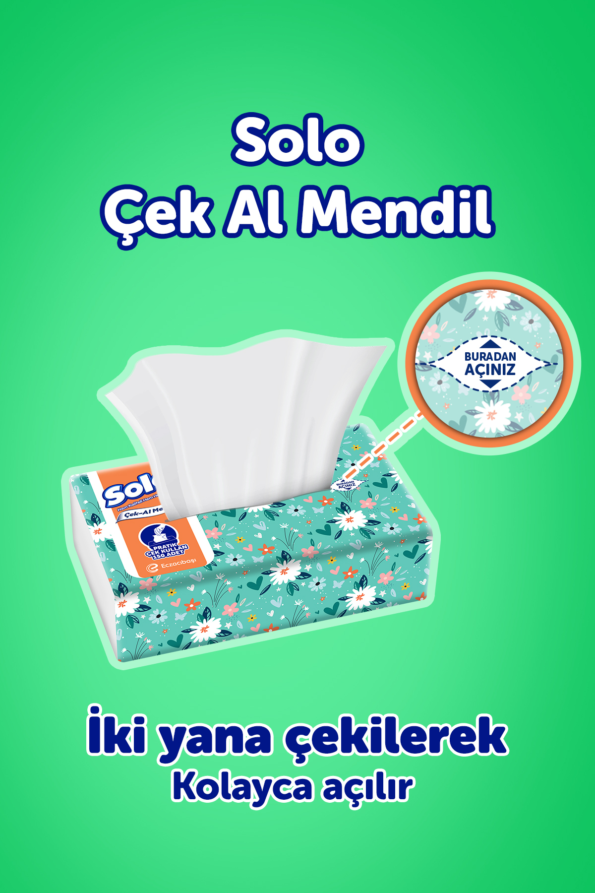 Solo Çek Al Mendil Desenli 150 Li x 4 Paket