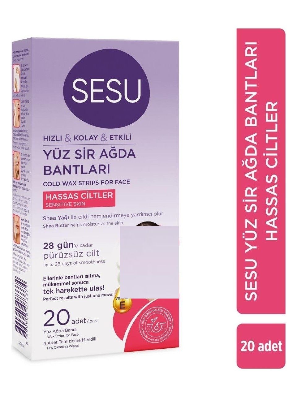 Sesu Sir Ağda Bantları Yüz Bölgesi Hassas Ciltler 20 Li