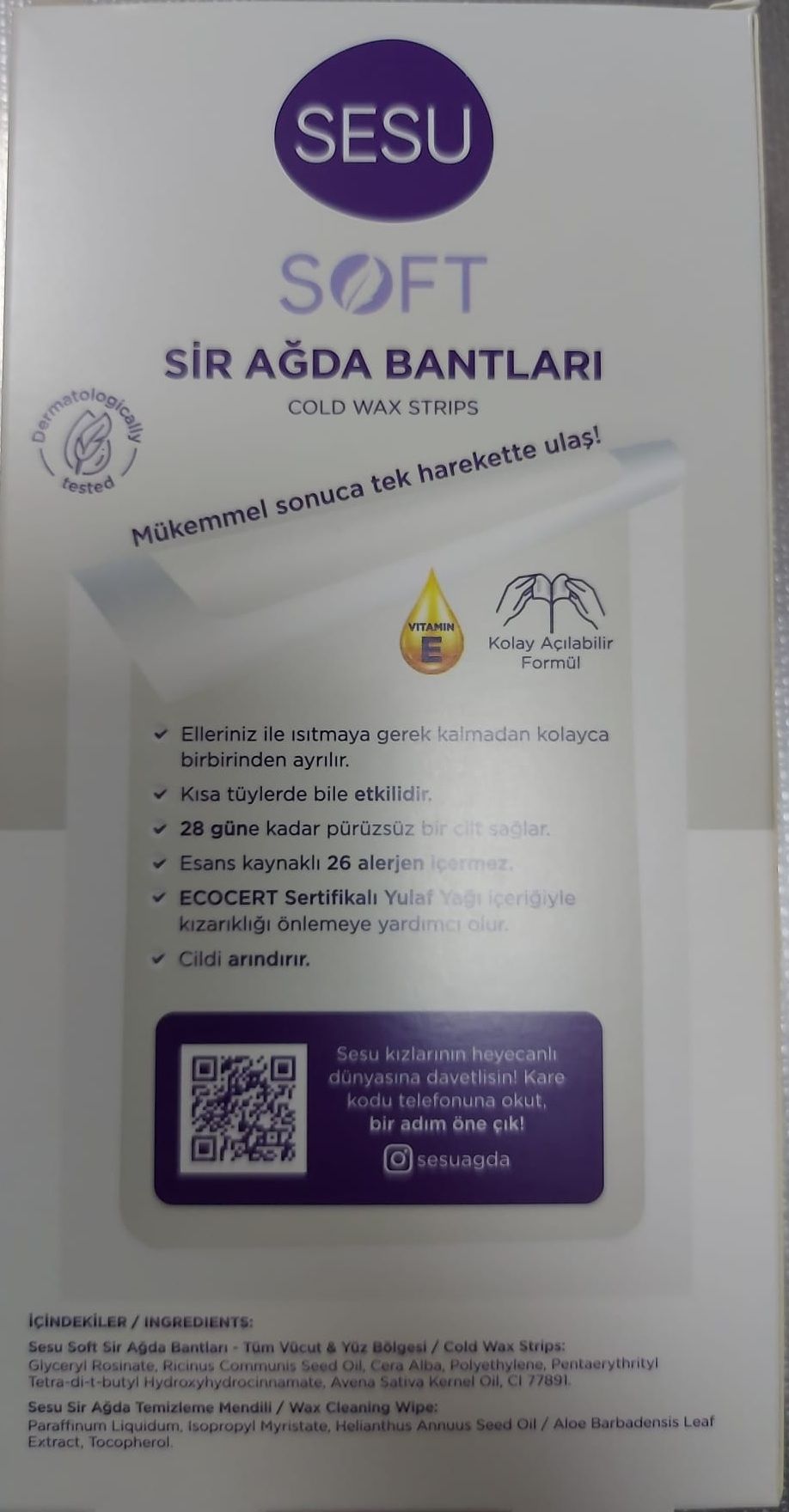 Sesu Soft Tüm Vücut & Yüz Bölgesi Sir Ağda Bantları 32 Li Vegan