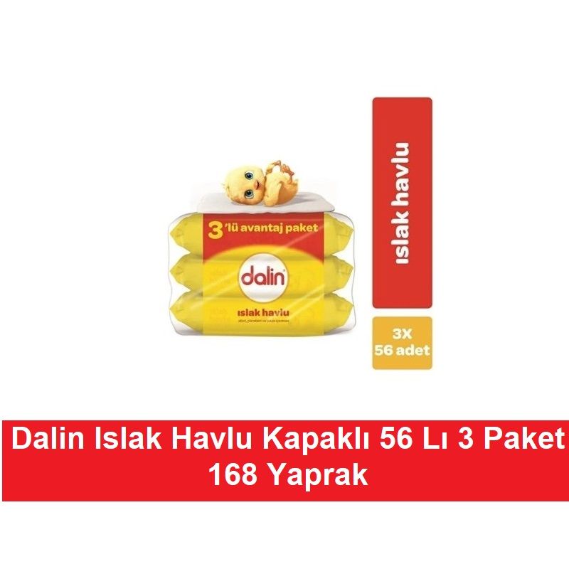 Dalin Islak Havlu Kapaklı 56 Lı x 3 Paket = 168 Yaprak