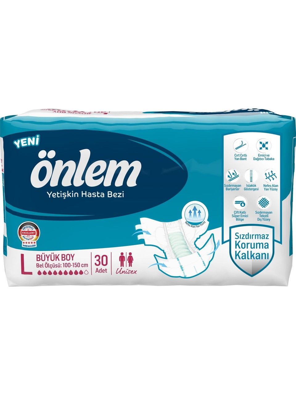 Önlem Yetişkin Hasta Bezi Bel Bantlı Large L 100 - 150 Cm 30 Lu