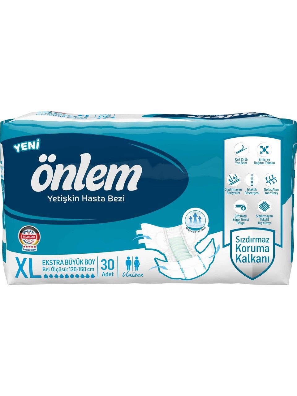 Önlem Yetişkin Hasta Bezi Bel Bantlı Extra Large XL 120 - 170 Cm 30 Lu