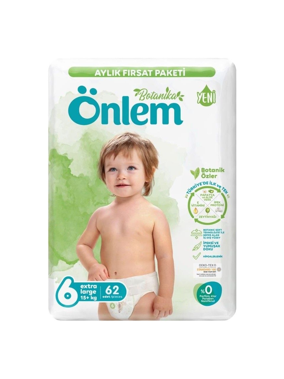 Önlem Botanika Bebek Bezi 6 Beden Extra Large 15+ Kg 62 Adet