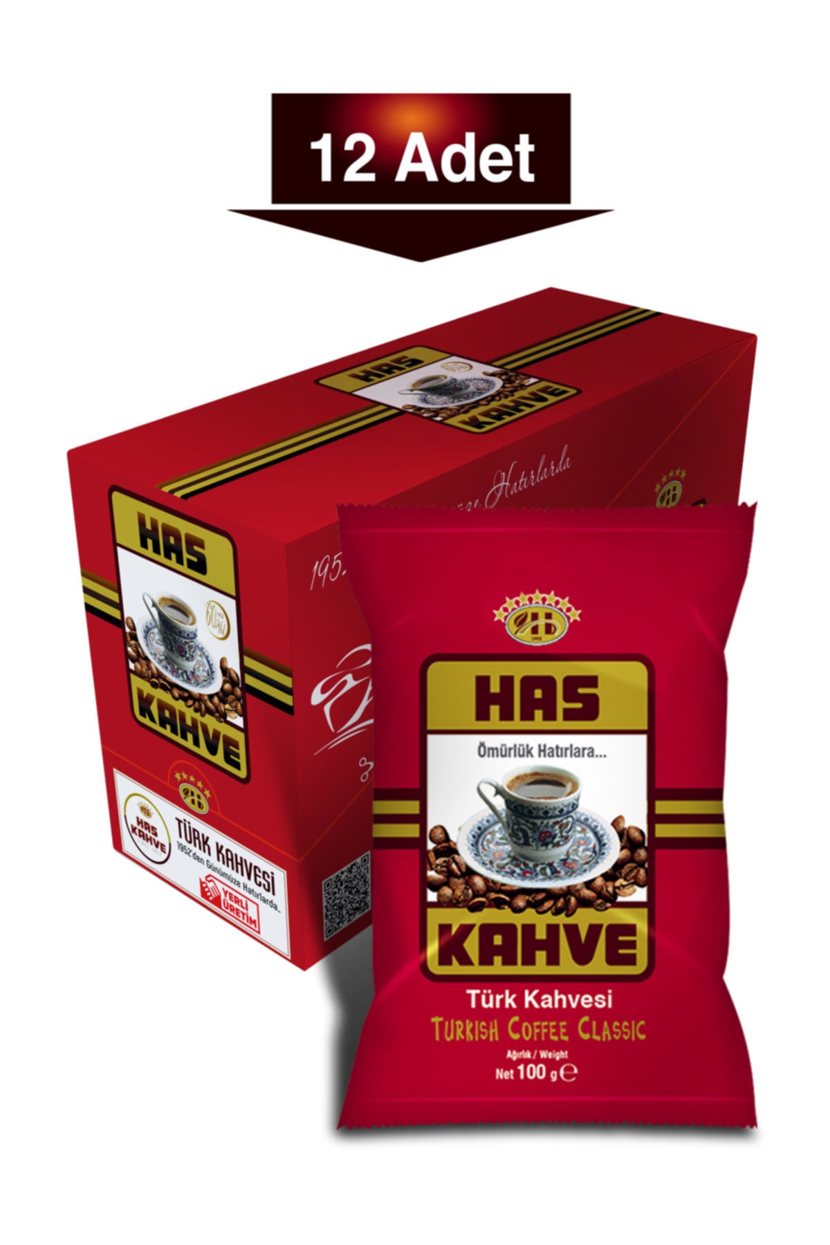 Türk Kahvesi 100 gr. 12li Kutu (Kırmızı paket Türk Kahvesi)