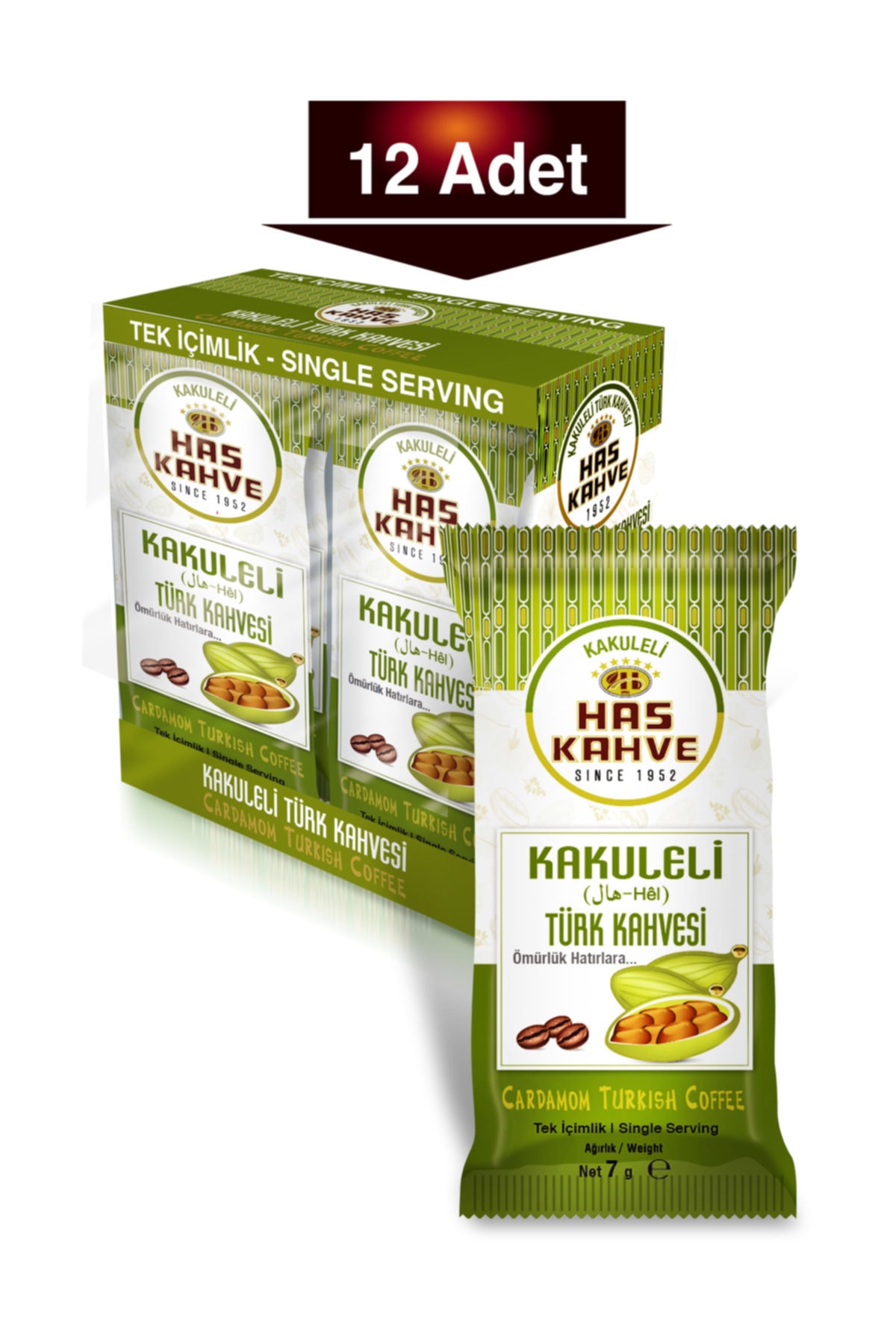 Has Tek Içimlik Kakuleli Türk Kahvesi 12li * 7 gr