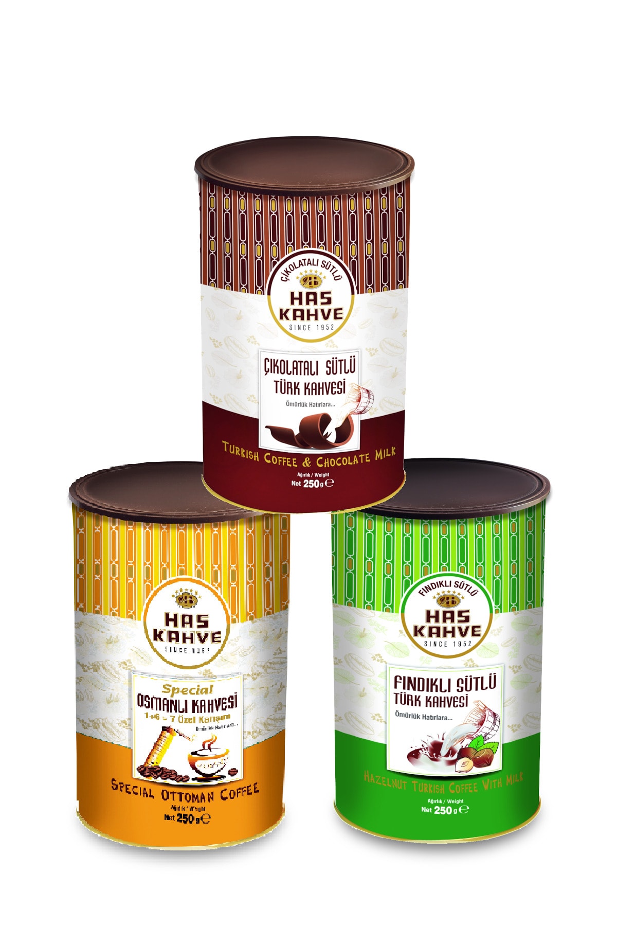 Has Muhteşem 3lü Teneke 3*250 Gr (çikolatalı-fındıklı-osmanlı Türk Kahvesi)