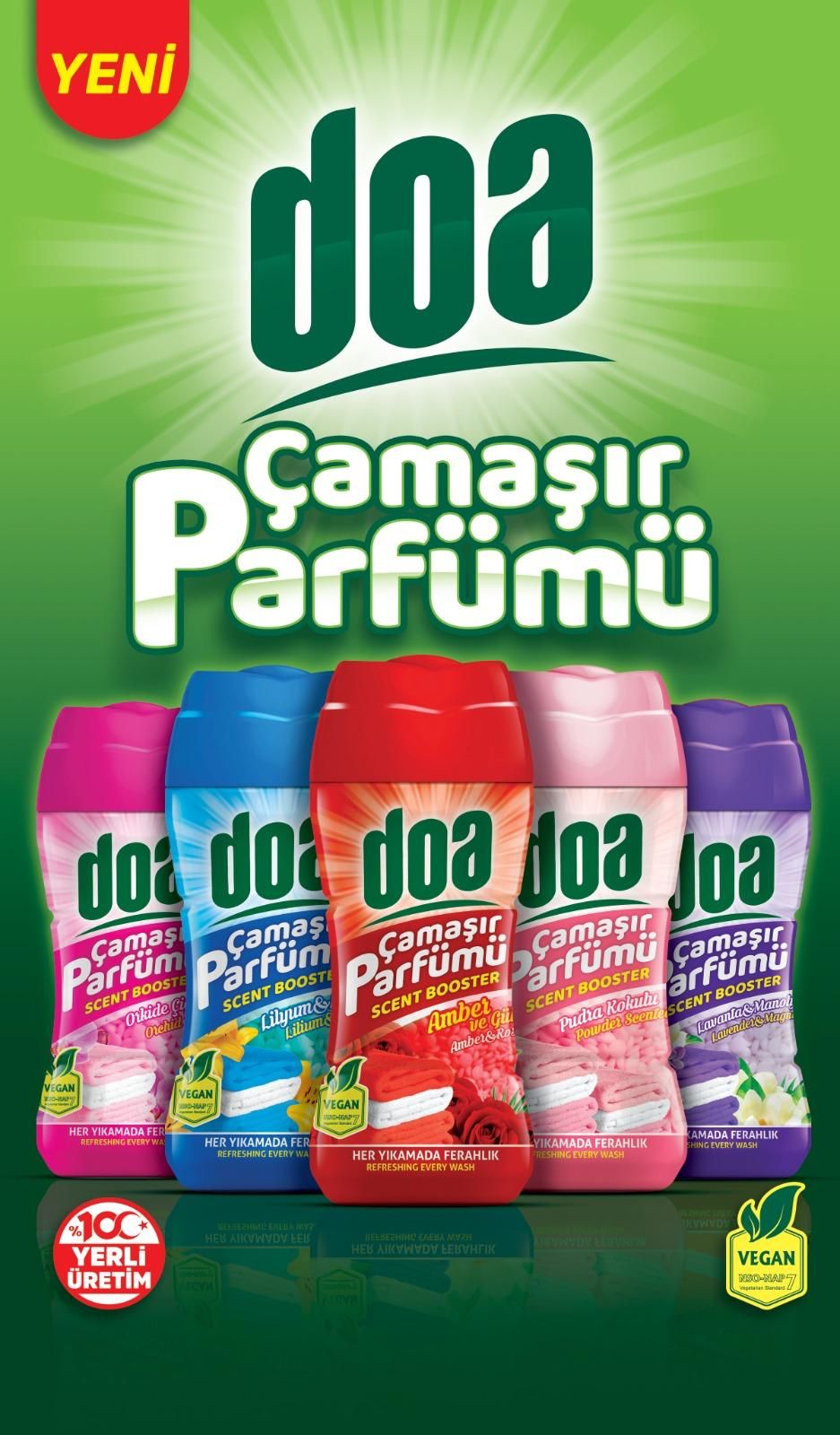 Doa Çamaşır Parfümü Pudra-Amber-Orkide-Lavanta-Lilyum&Lotus 5x210 Gr