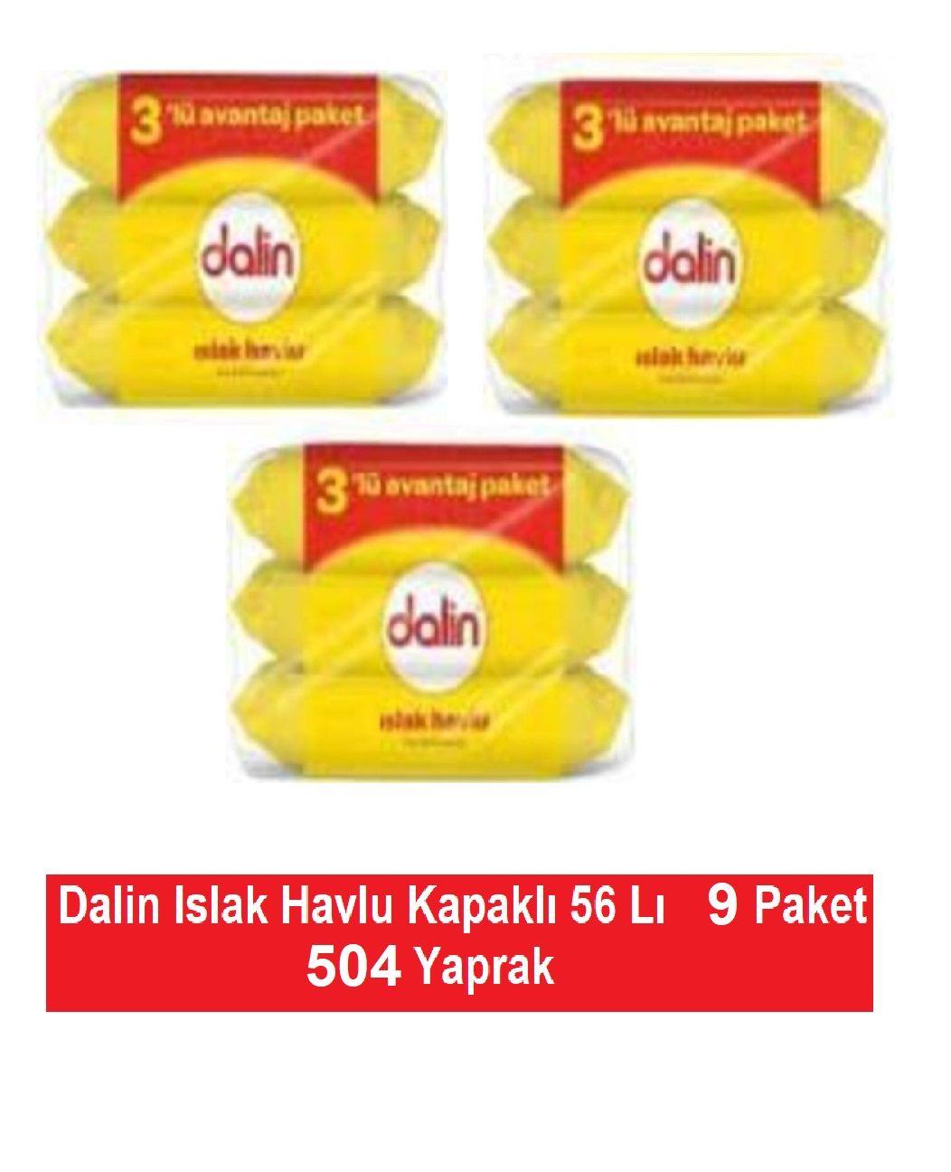 Dalin Islak Havlu Kapaklı 56 Lı x 9 Paket = 504 Yaprak