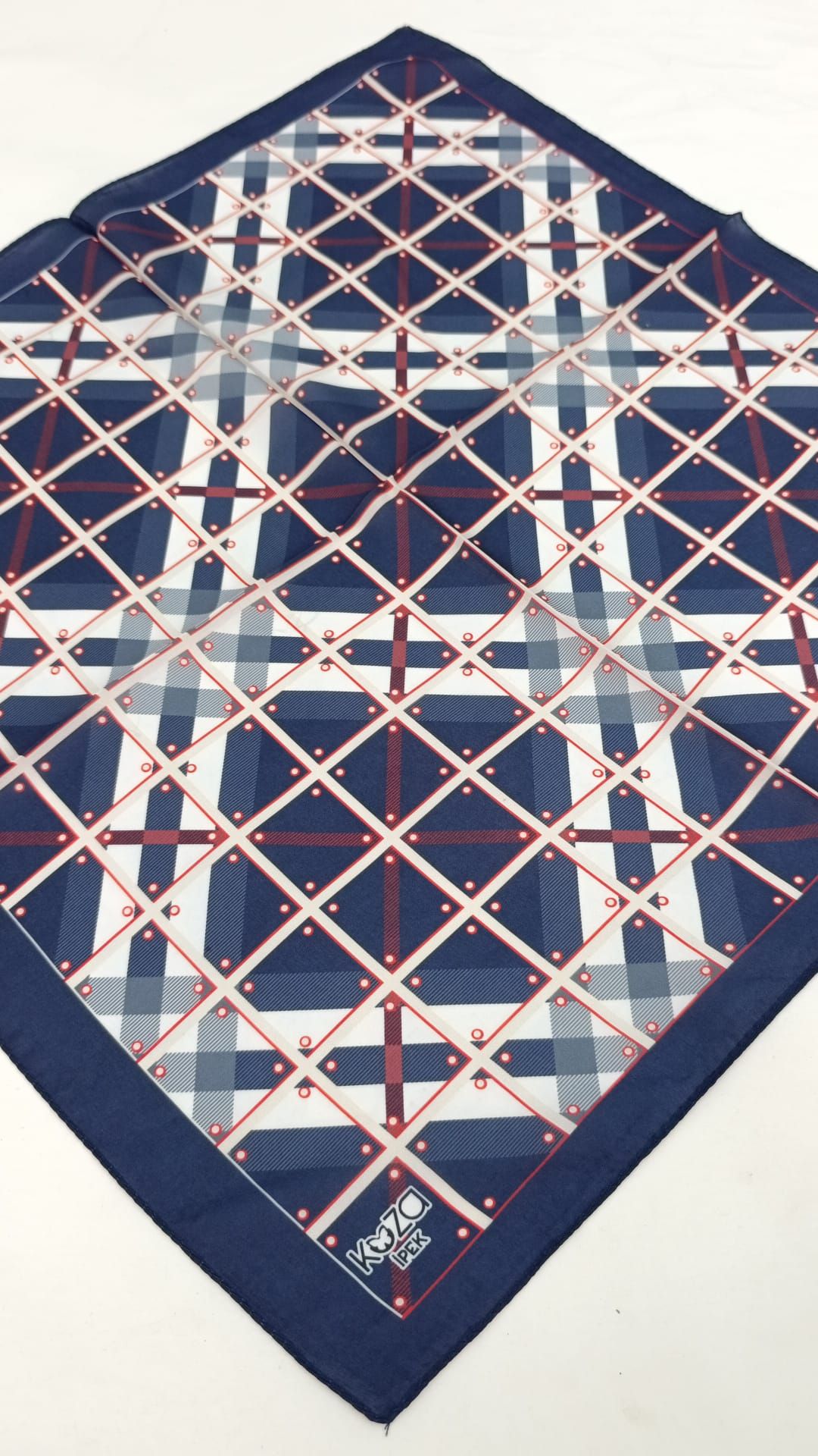 Bilmar İpek Vual Desenli Fular Bandana Estascarf 50 X 50 Cm/Lacivert/Lacivert Dama
