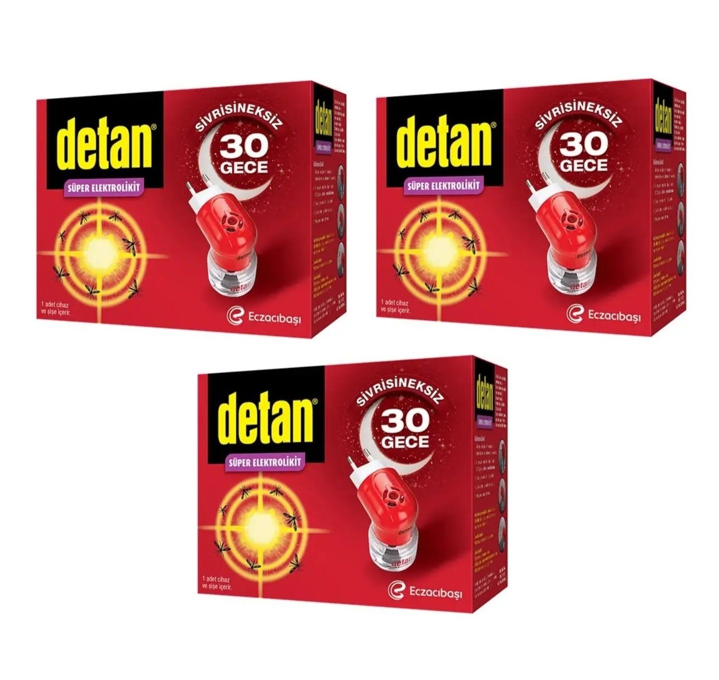 Detan Süper Elektrolikit Sivrisineksiz 30 Gece Cihaz ve Şişe x 3 Adet