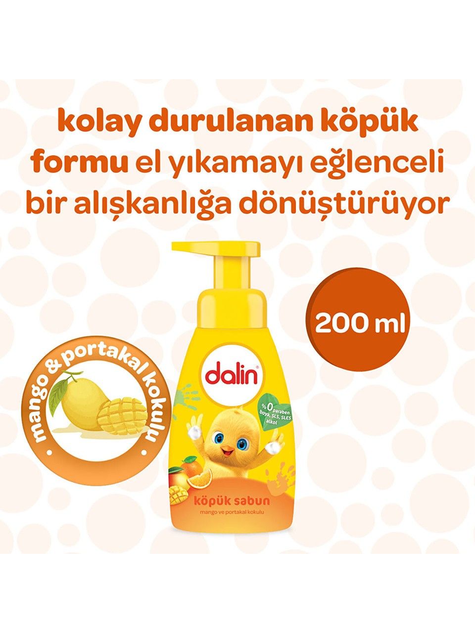 Dalin Bebek Köpük Sabunu 200 Ml Mango Portakal Aromalı x 6 Adet