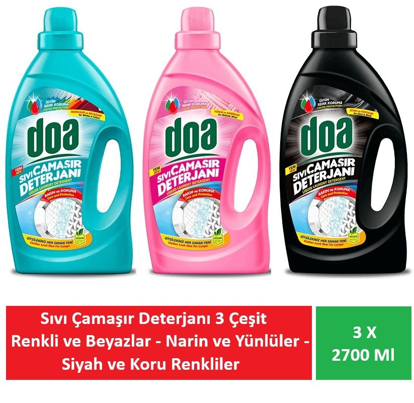 Doa Sıvı Çamaşır Deterjanı Renkliler Ve Beyazlar Bakım Ve Koruma 3 X 2700 Ml