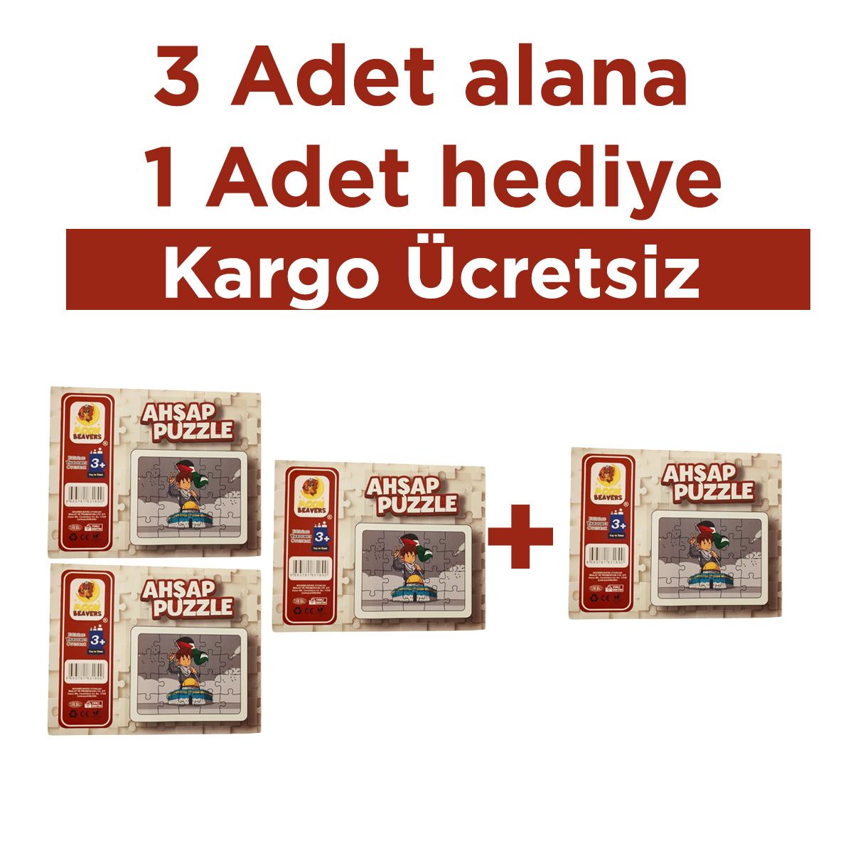 3 Adet Alana 1 Hediye - Özgür Filistin Puzzle