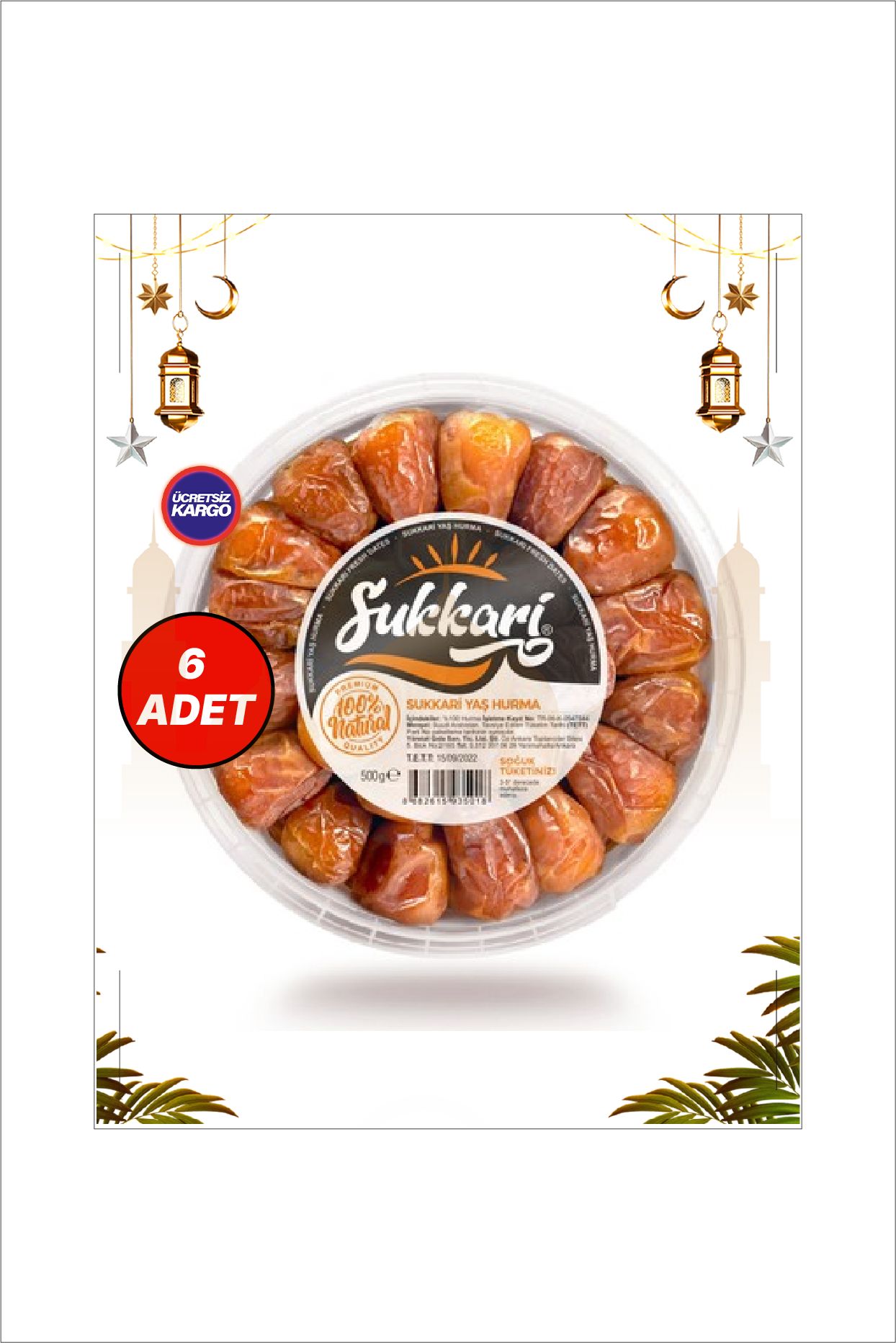 Taze Sukkari Yaş Hurma 6x500g - %100 Doğal, Katkısız ve Helal