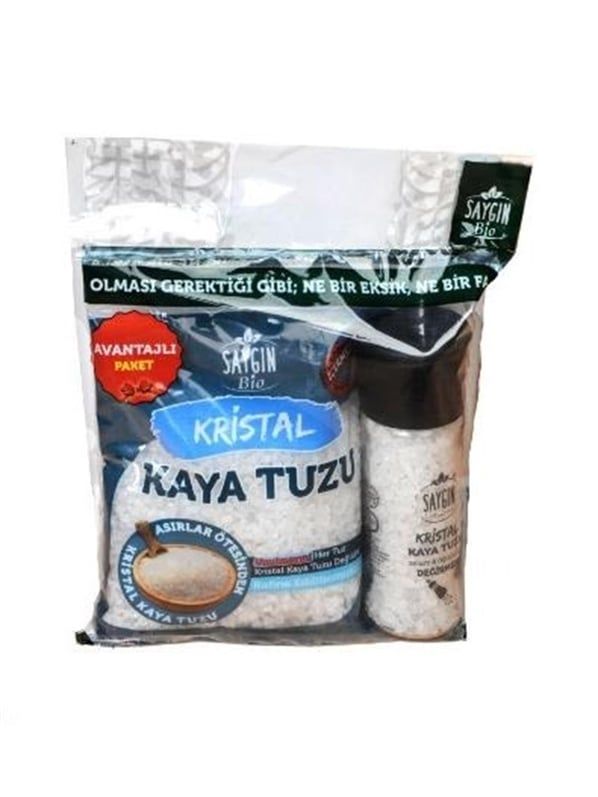 SAYGIN Kaya Tuzu Değirmen Poşet Set (500 Gr+100 Gr)