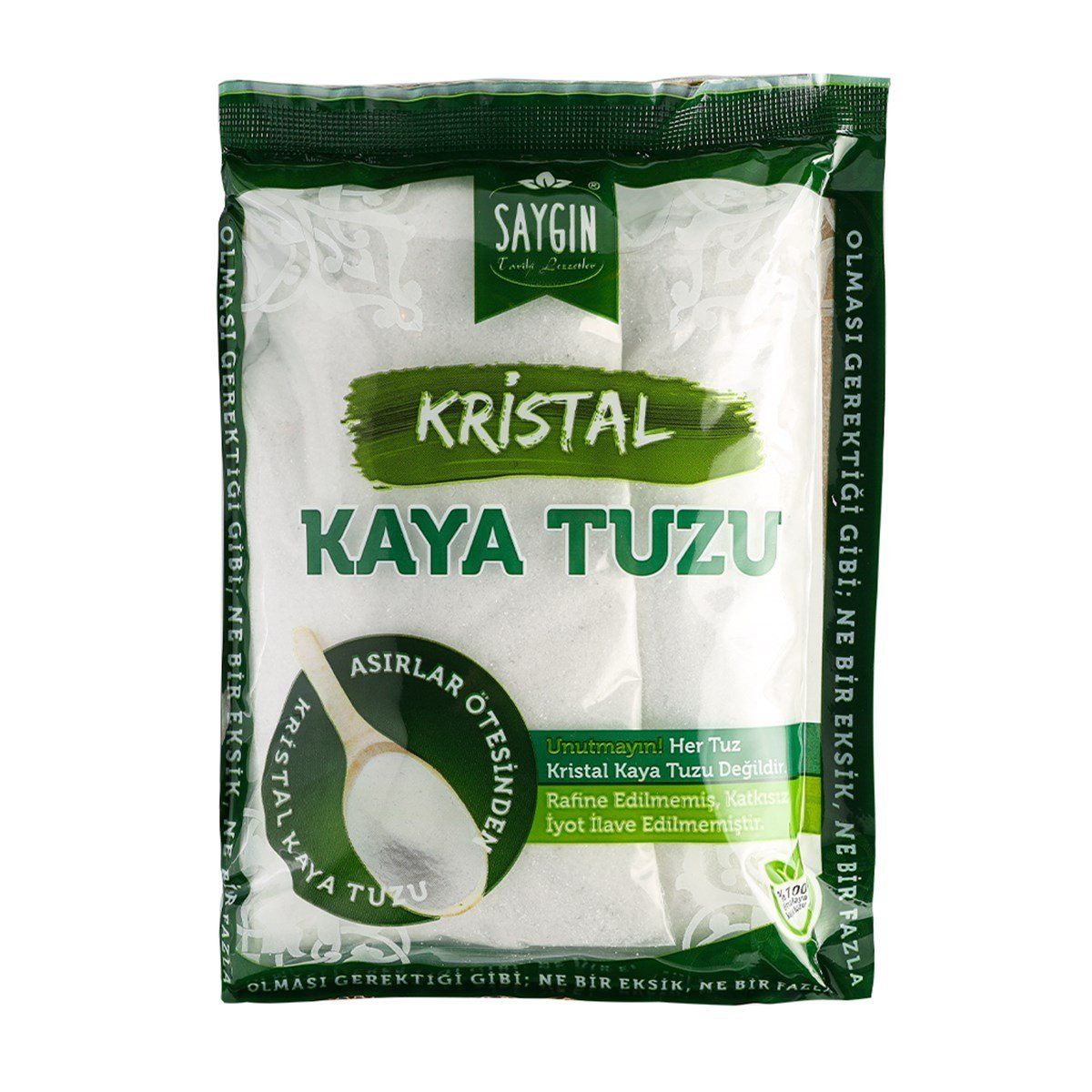SAYGIN Rafine Edilmemiş Doğal Kristal Kaya Tuzu Öğütülmüş Sofralık 500 Gr