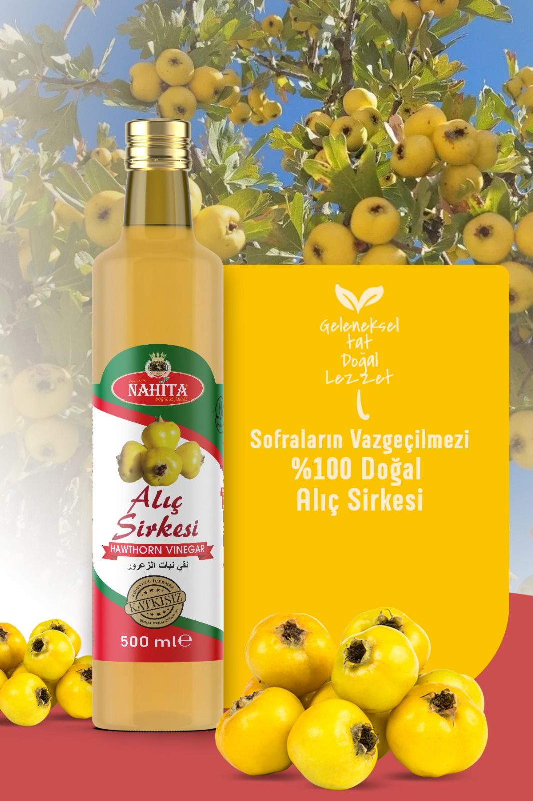 Nahita 500 ml Alıç Sirkesi – Doğal ve Sağlıklı Lezzet