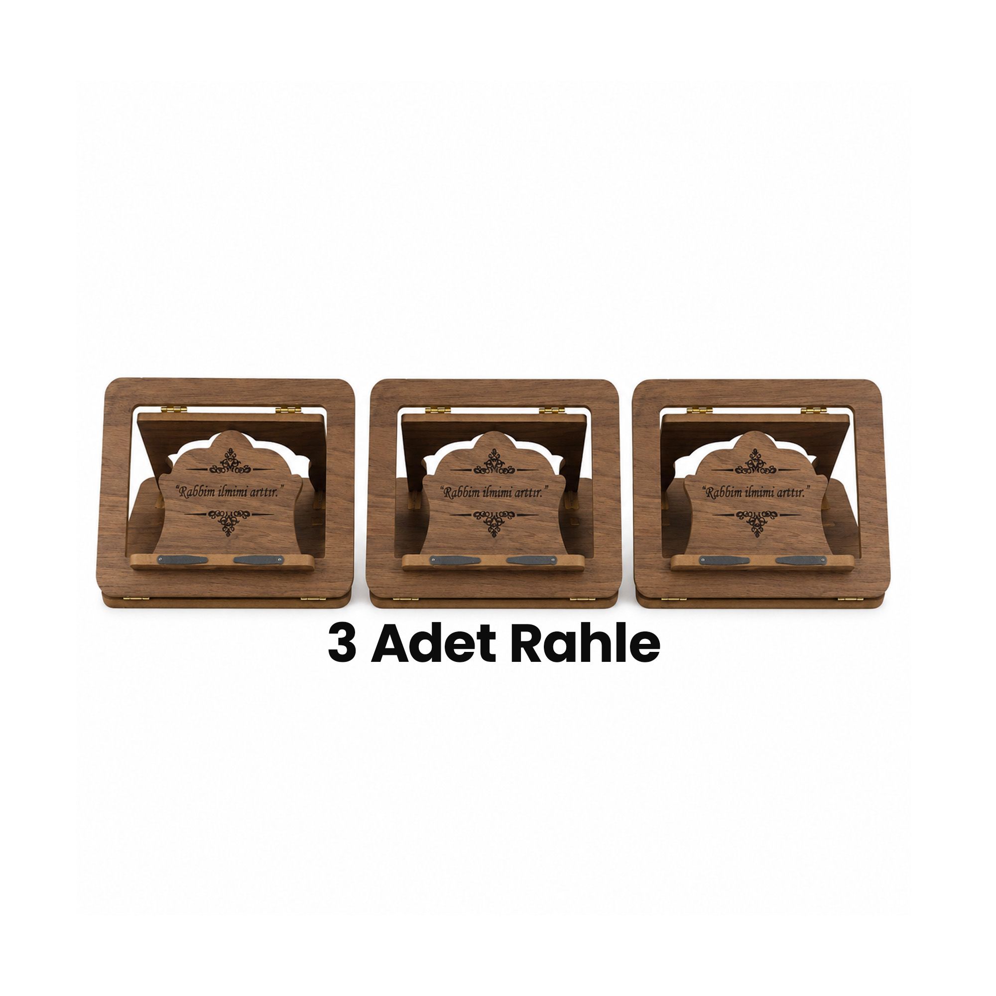 3 Adet Rabbim İlmini Arttırır Yazılı Ahşap Rahle