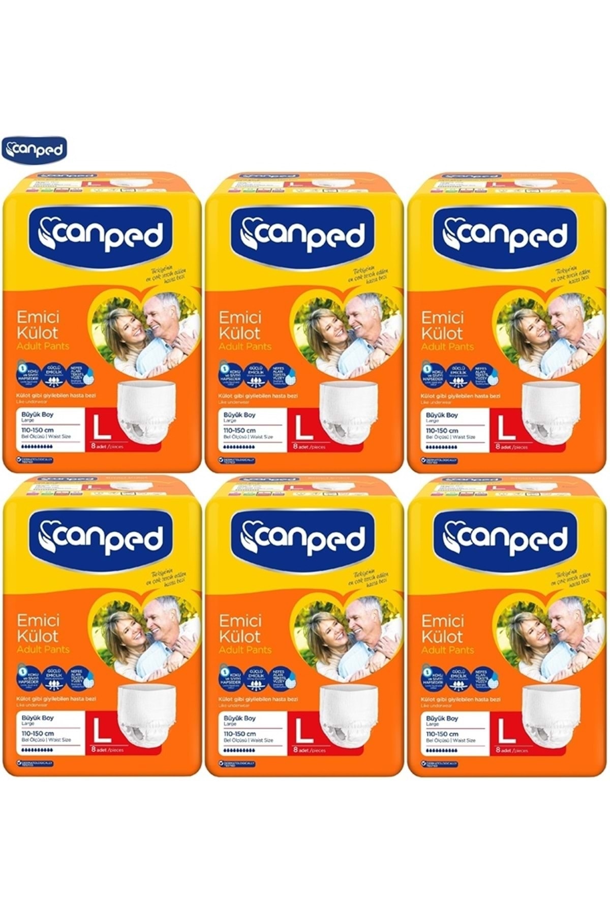 Canped Emici Külot Büyük Large 100-150 Cm 8 Li x 6 Paket