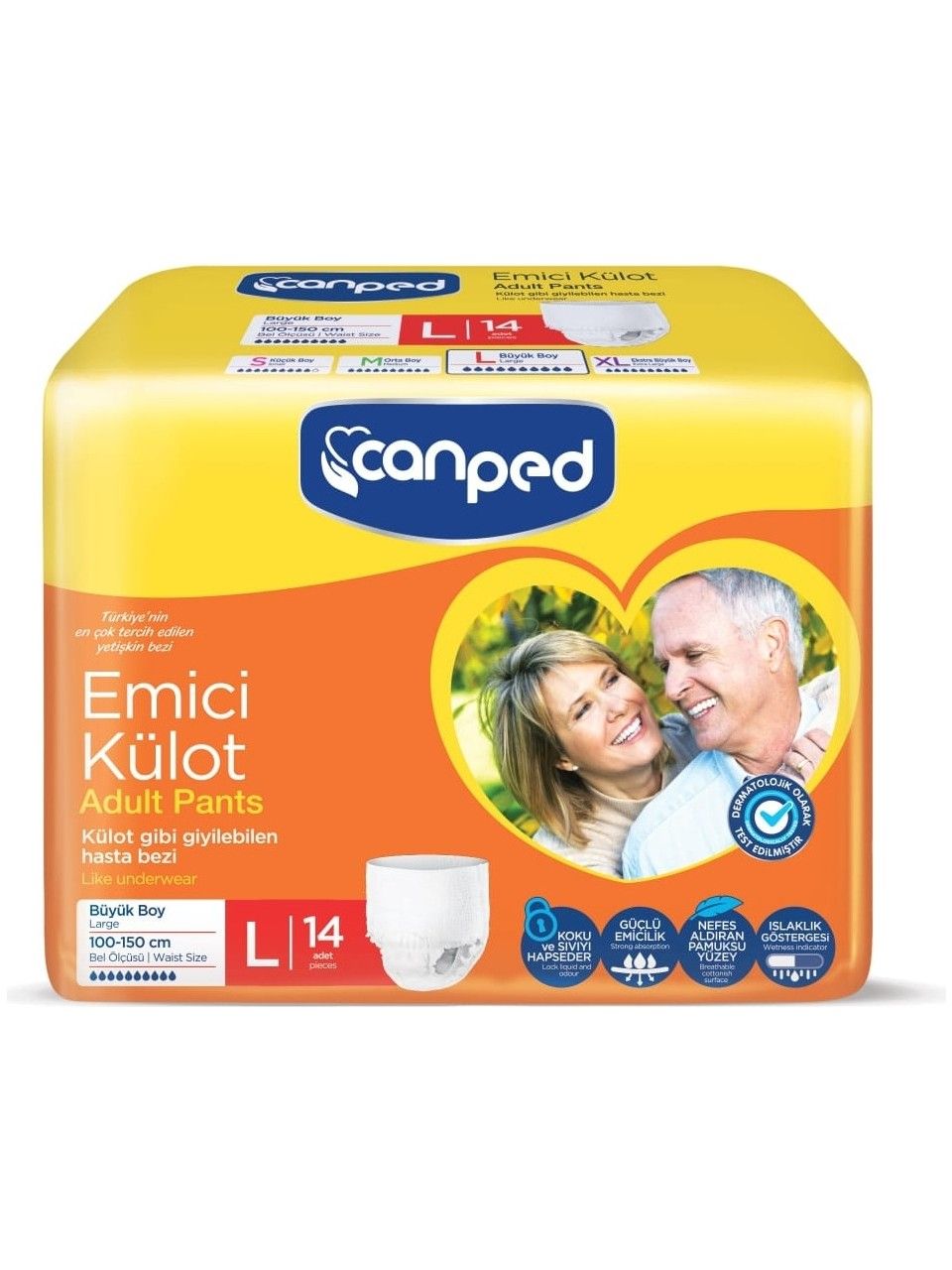 Canped Emici Külot Pants Hasta Yetişkin Bezi L - Büyük - Large Ekonomik Pk 28 Adet (2PK*14)