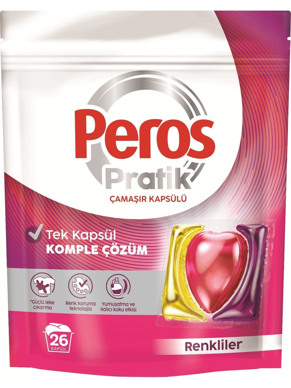 Peros Pratik Matik Çamaşır Deterjanı Kapsülü - Tableti 78 Adet Renkliler (3PK*26)