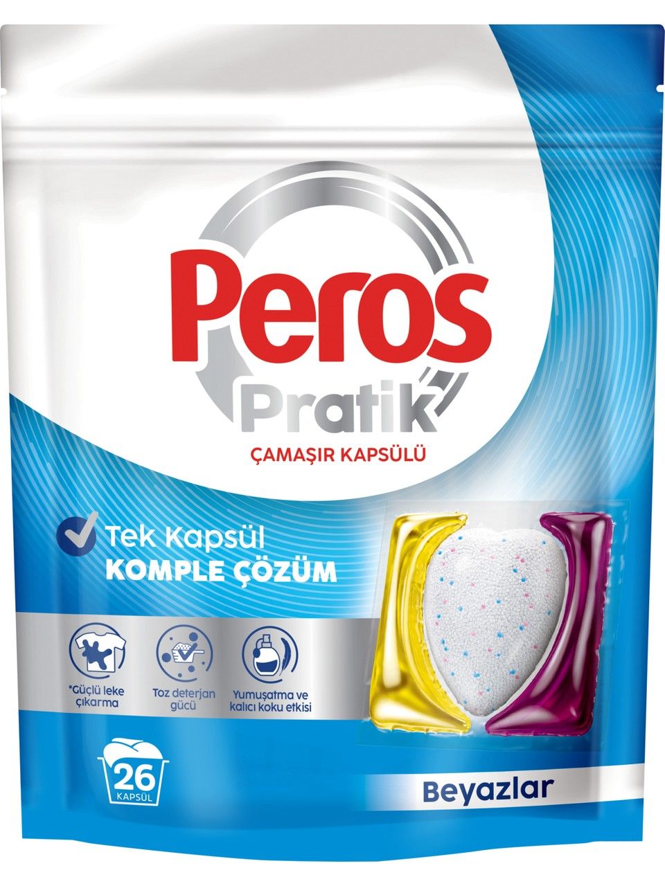 Peros Pratik Matik Çamaşır Deterjanı Kapsülü - Tableti 156 Adet Beyazlar (6PK*26)