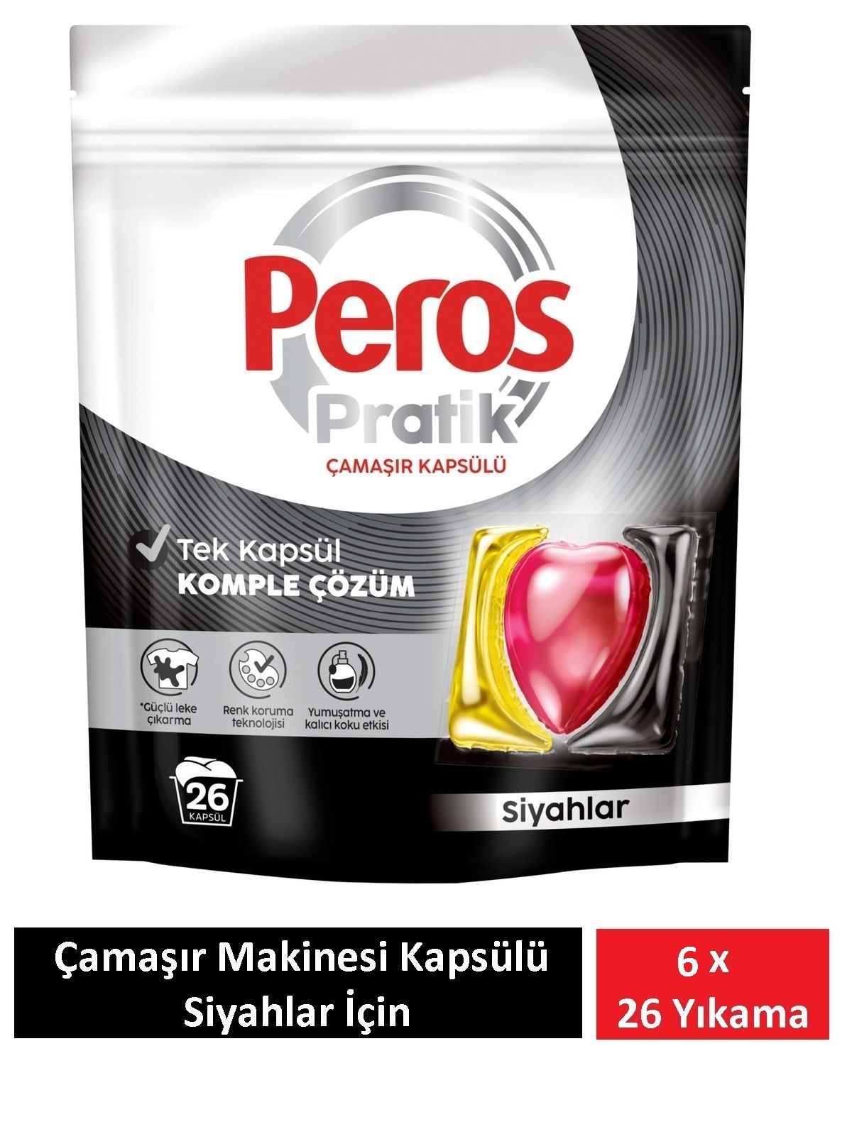 Peros Pratik Matik Çamaşır Deterjanı Kapsülü - Tableti 156 Adet Siyahlar (6PK*26)