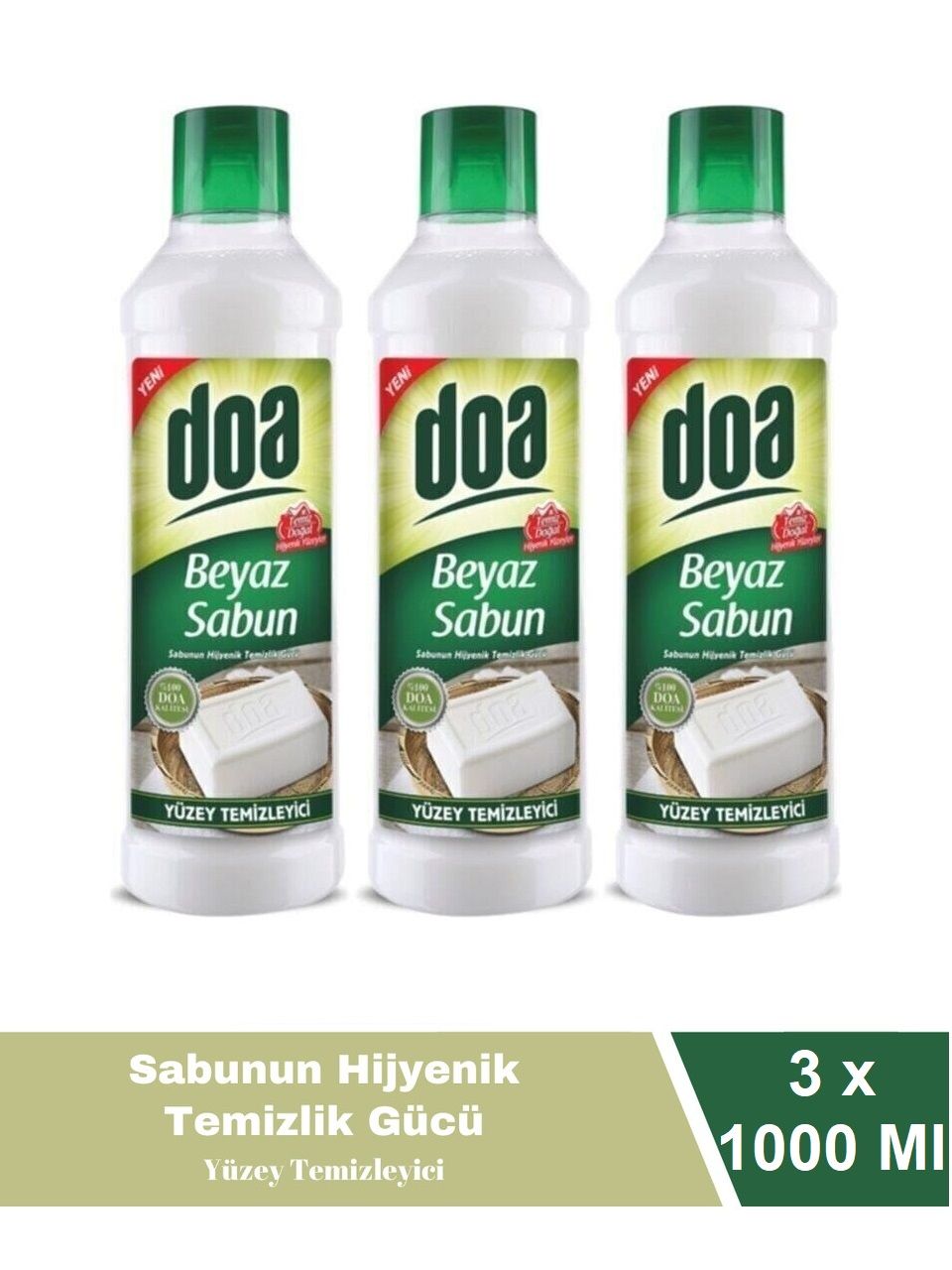 Doa Yüzey Temizleyici Beyaz Sabun Kokulu  1 Lt Vegan x 3 Adet