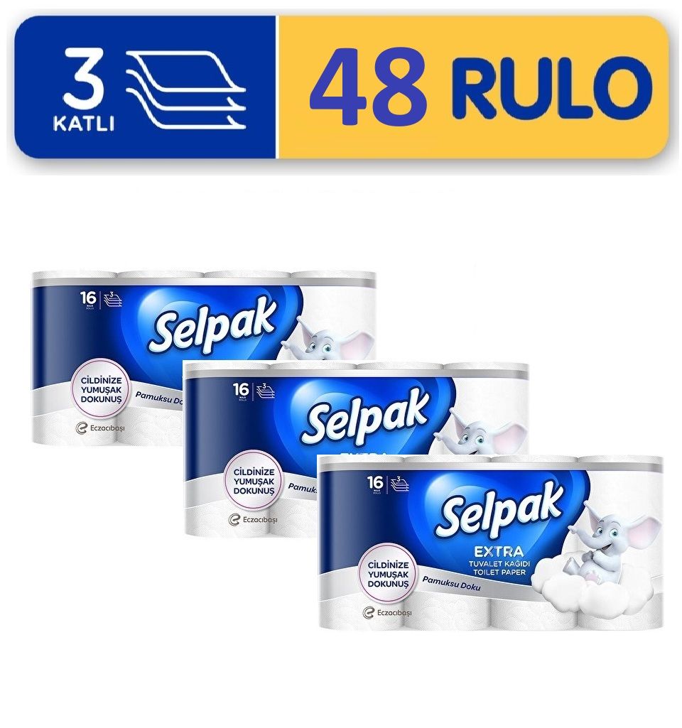 Selpak Tuvalet Kağıdı Extra Pamuksu Doku 48 Rulo