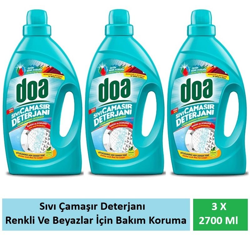 Doa Sıvı Çamaşır Deterjanı Renkliler Ve Beyazlar Bakım Ve Koruma 3 X 2700 Ml