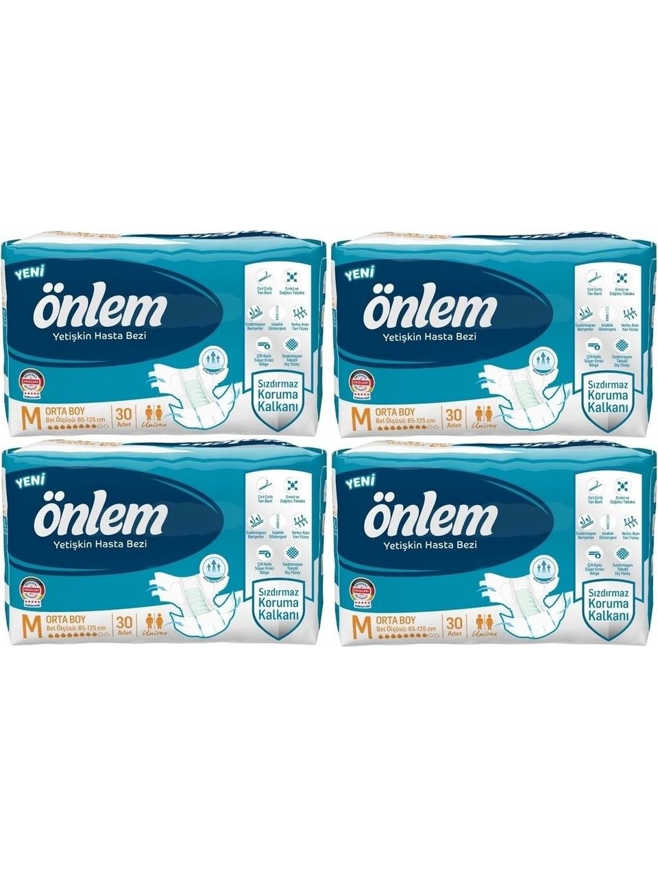 Önlem Yetişkin Hasta Bezi Bel Bantlı Medium M 80 - 120 Cm 30 Lu x 4 Adet