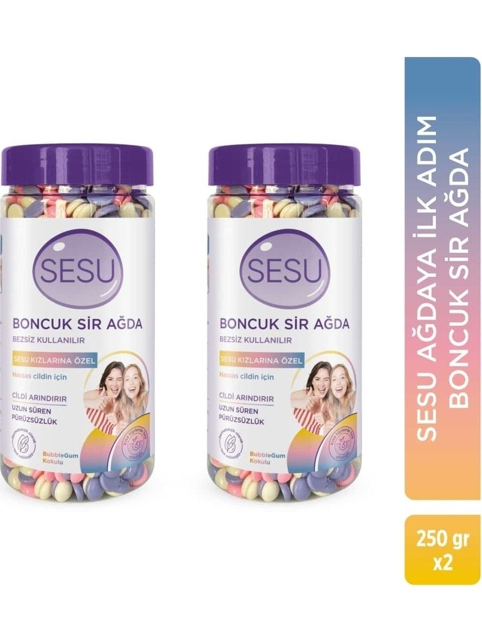 Sesu Boncuk Sir Ağda Hassas Bezsiz Kullanım 250 Gr x 2 Adet
