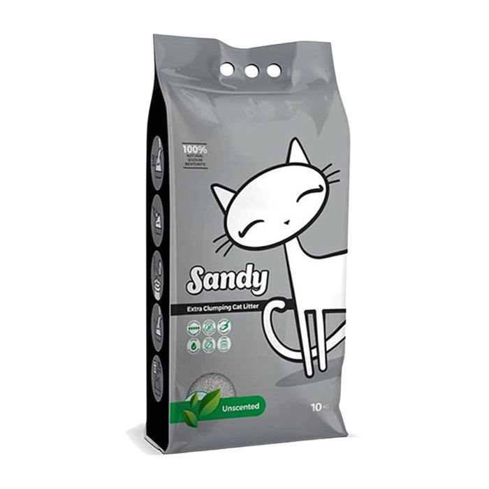 Sandy Parfümsüz Ekstra Topaklanan Sodyum Bentonit Kedi Kumu 10 KG