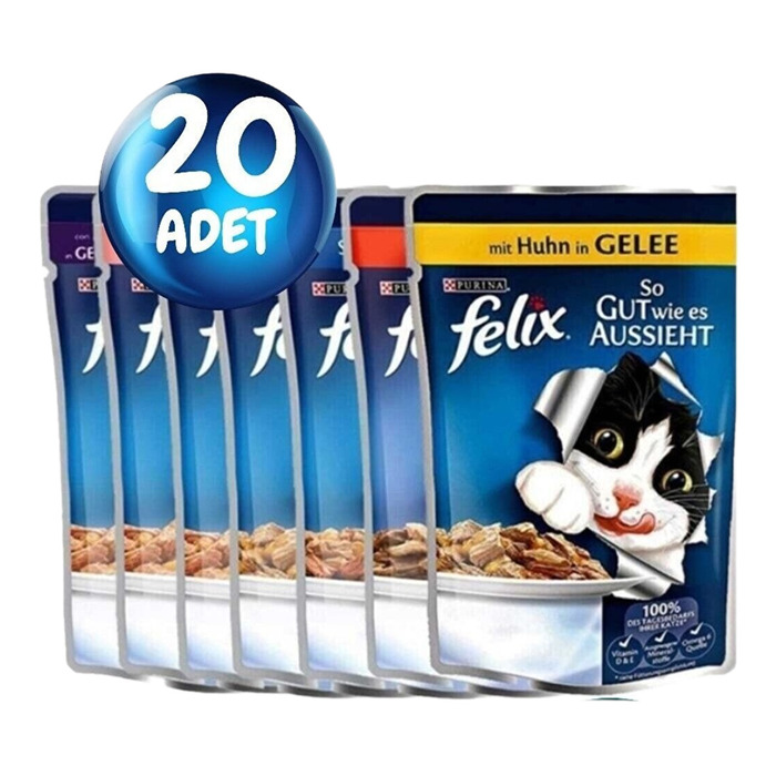 Felix Karışık Aromalı Pouch Yaş Mama 20li Paket