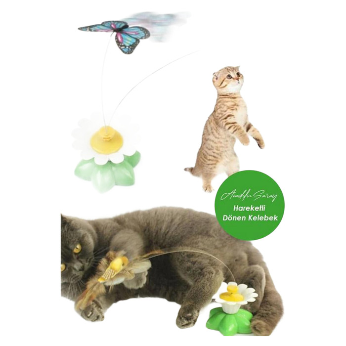 Hareketli Dönen Kelebek Kedı Oyuncağı Evcıl Hayvan Oyuncağı