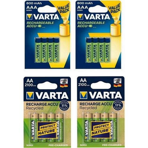 Varta 8 x 2100 mAh AA + 8 x 800 mAh AAA Şarjlı Pil