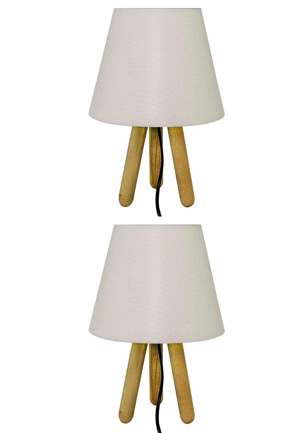 2li Krem Tripod Abajur