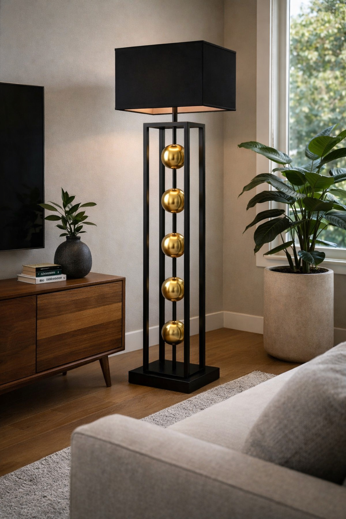 VENÜS GACRUX SİYAH&GOLD KARE LAMBADER (2mm profil kalınlığı)