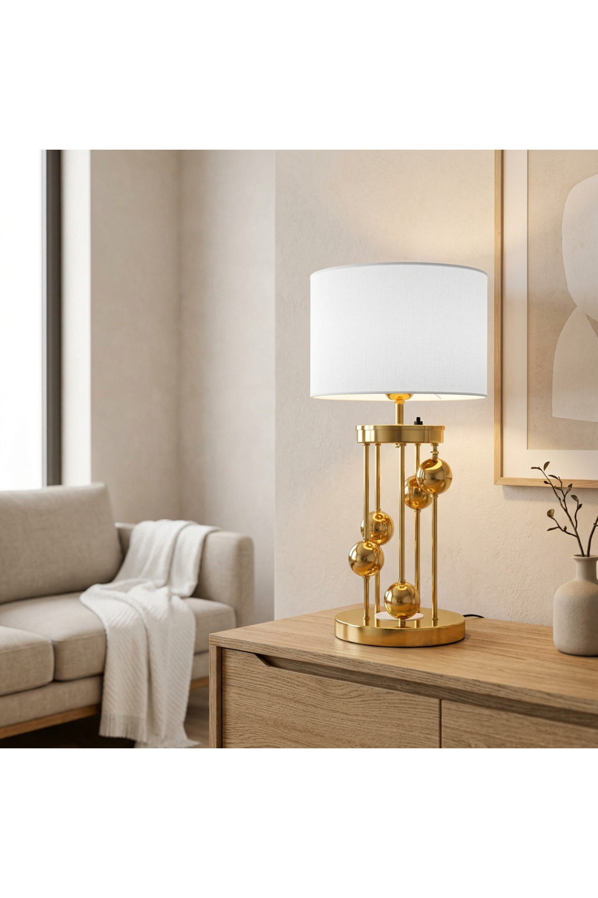 VENÜS ARCTURUS GOLD SİLİNDİR ABAJUR BEYAZ GOLD ŞERİTLİ BAŞLIK