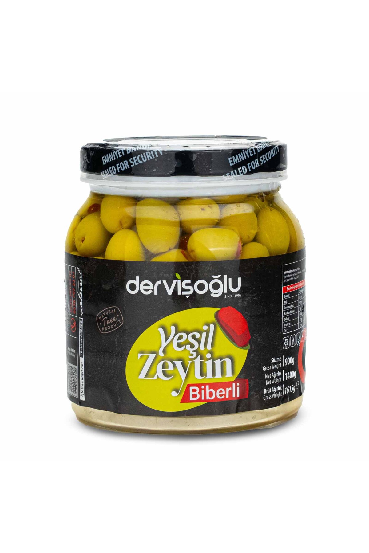 Biber Dolgulu Yeşil Zeytin 900 Gr